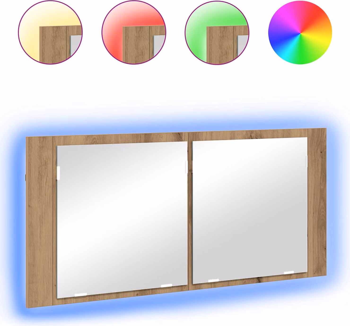 Armadio Specchio LED Rovere artigianale 100 x 12 x 45 cm
