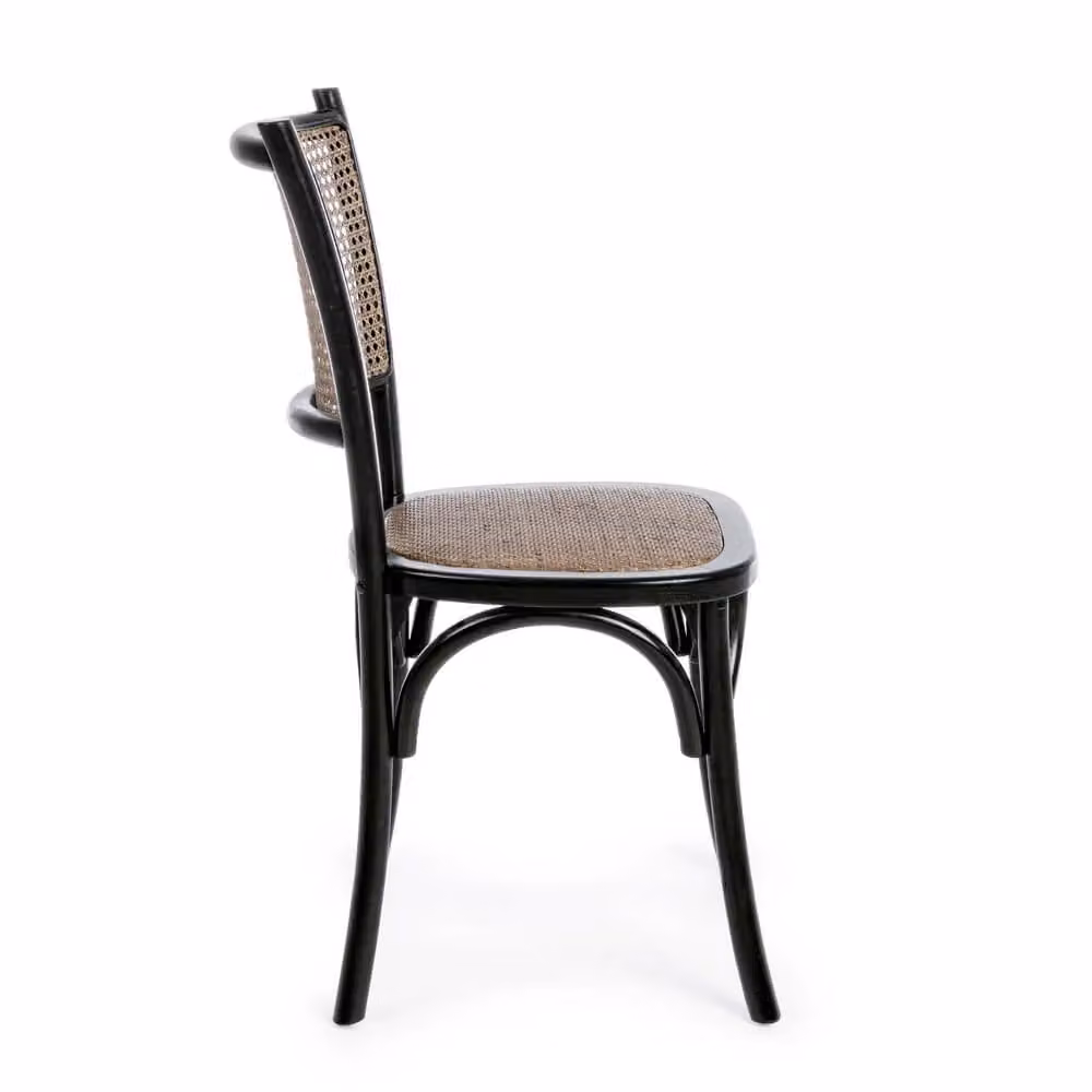 Sedia classica Iperbriko in legno e rattan per sala da pranzo e cucina, disponibile nei colori marrone o nero – 2