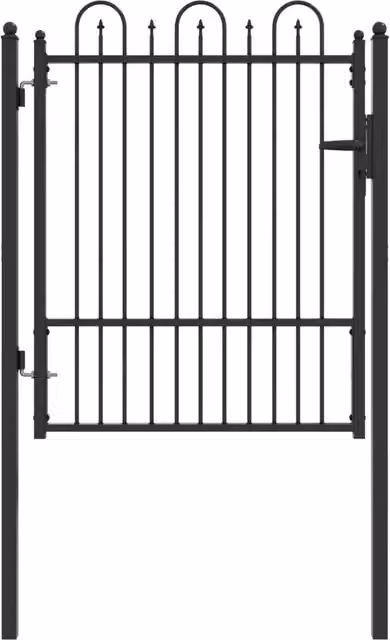 Cancello singolo per recinzione HORST in metallo nero L: 104 cm, H: 125 cm, P: 170 cm – 1