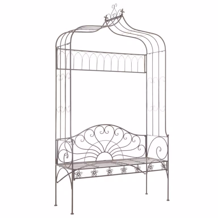 The Living Store Panchina da giardino 122 cm in ferro marrone antico