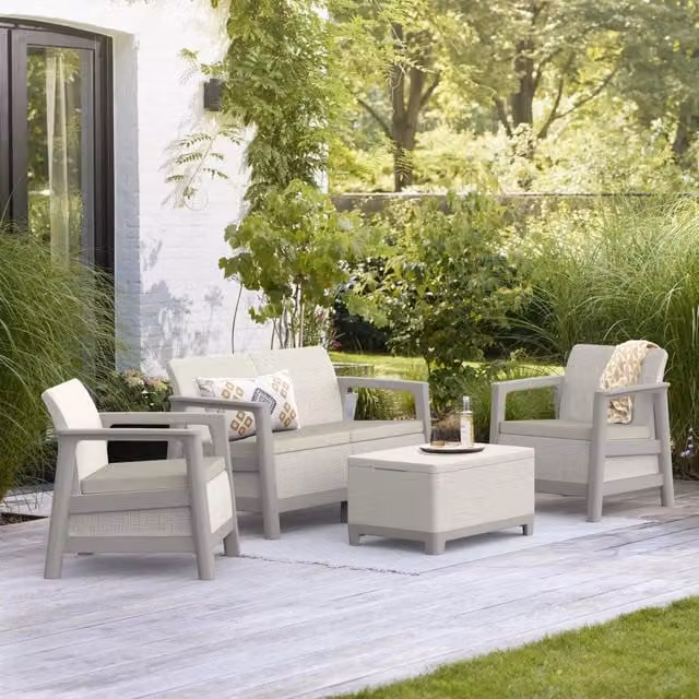 Salottino Outdoor Grafton, set Salotto da Esterno 4 Posti, Beige