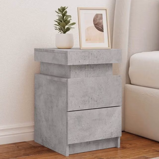 Set di 2 comodini moderni vidaXL con luci LED integrate in legno grigio opaco L/P/H: 35 x 39 x 55 cm – 1