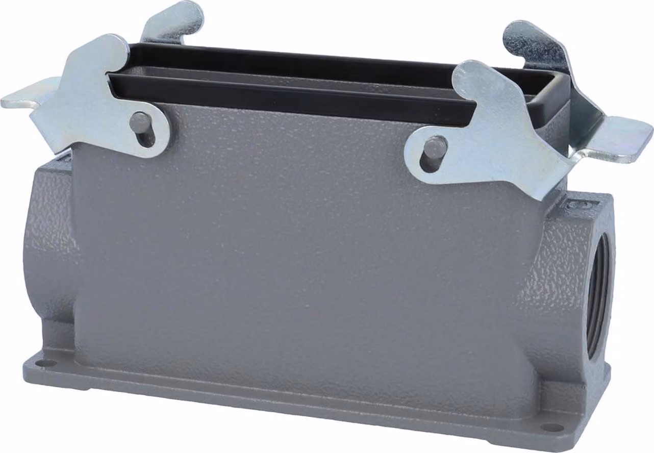 HARTING Han 24B Alloggiamento base alto, 1xM32 uscita cavo laterale, con 2 staffe trasversali Vite M32 Area di serraggio