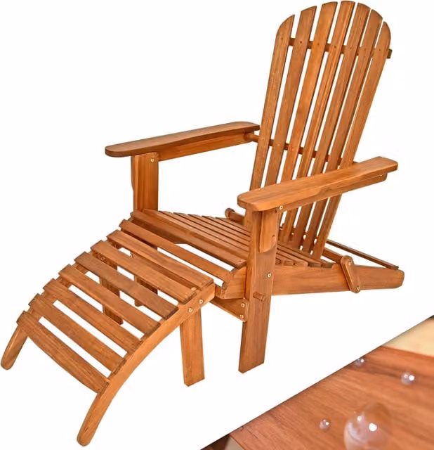 Sdraio da giardino Adirondack Casaria in legno di acacia marrone con braccioli e design ergonomico