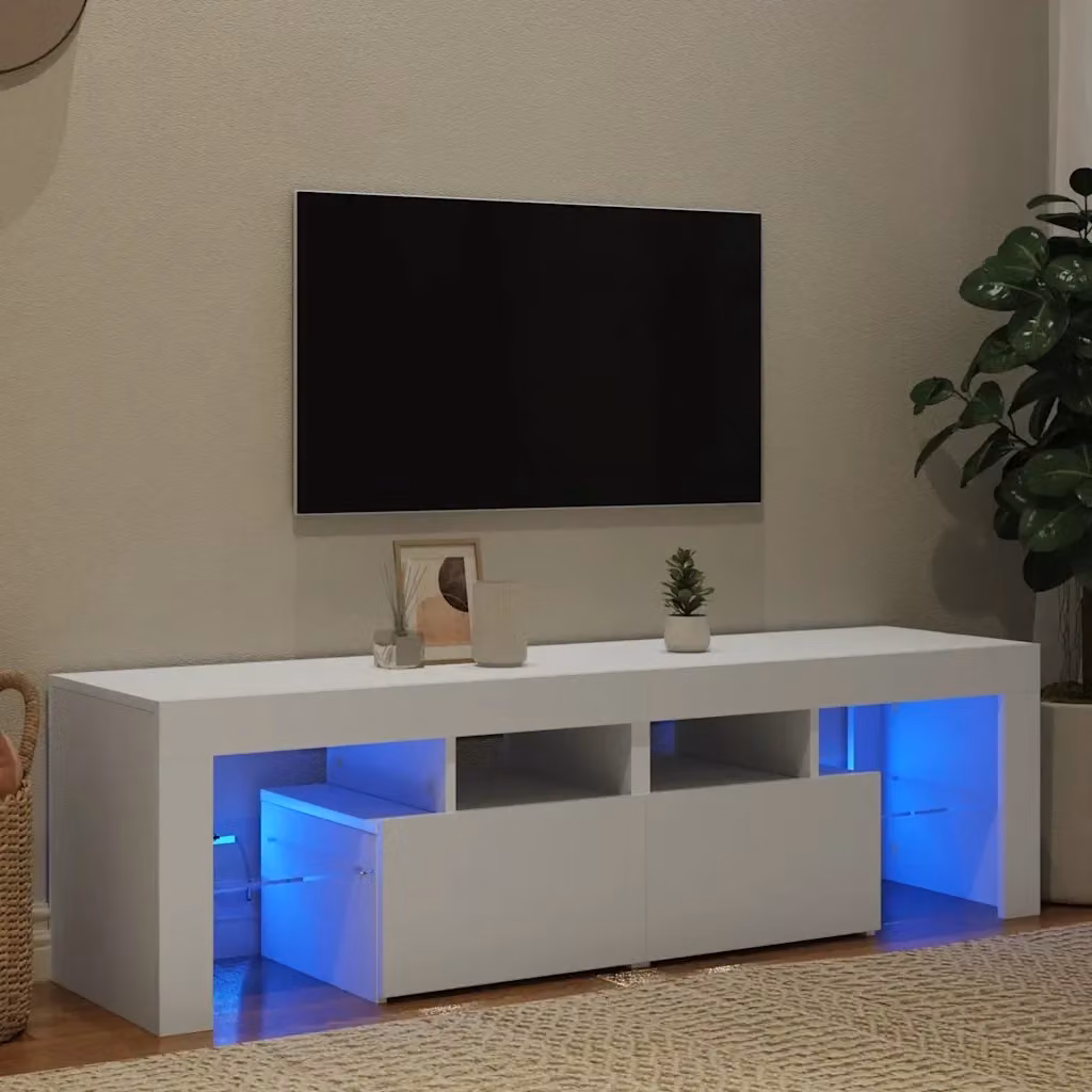 Mobile TV moderno con luci LED bianco L: 140 cm, P: 36,5 cm, H: 40 cm – 2