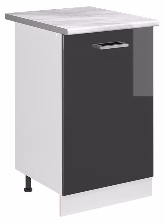 Mobiletto base cucina Vicco R-Line Antracite lucido/Bianco 50 cm piano di lavoro Marmo, Model 70066