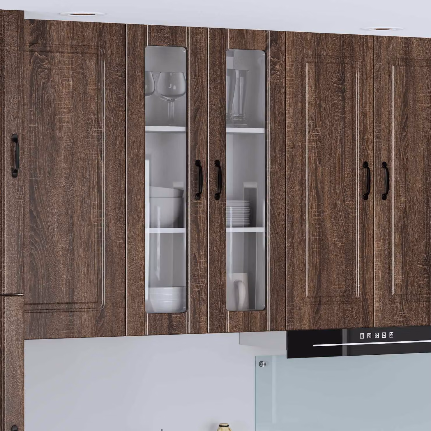 Mobile da parete LUCCA vidaXL in rovere marrone con ante in vetro L 60 x P 31 x H 100 cm