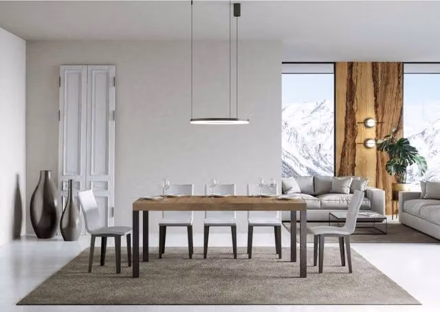 Tavolo allungabile Everyday Premium ITAMOBY con telaio antracite e piano in quercia natura, L: 180-440 cm, P: 90 cm