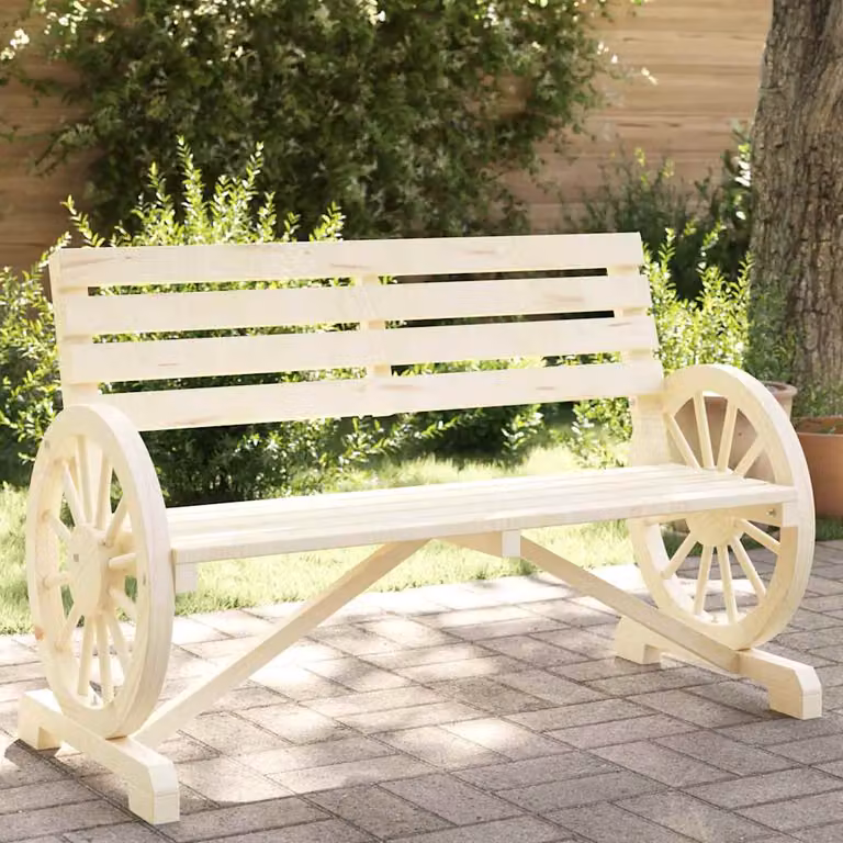 vidaXL Panca da Giardino a 2 Posti in Legno di Abete con Braccioli, Marrone e Beige, L: 110 cm, P: 57 cm, H: 77,5 cm