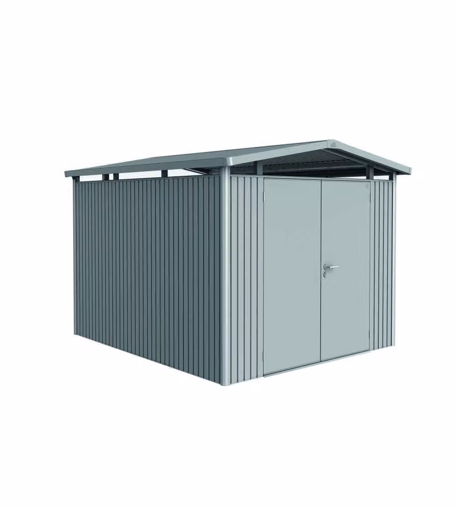 Casetta da giardino Biohort Panorama P5 in metallo argento metallizzato con porta a due battenti