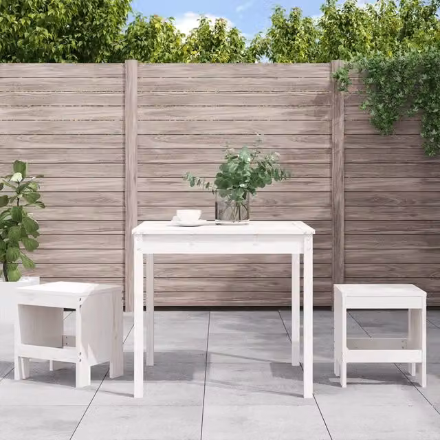 Set da Bistrot da Giardino 3pz vidaXL in Legno di Pino Bianco Laccato