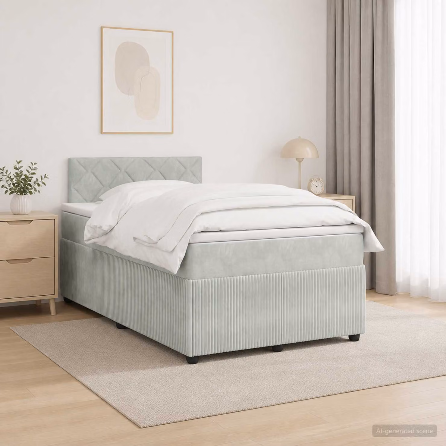 Letto box spring con materasso vidaXL in tessuto Grigio e Bianco L/P: 120 x 200 cm