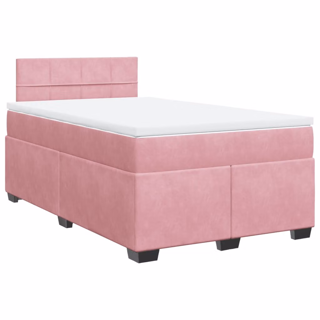 Giroletto a Molle con Materasso Rosa 120x190 cm in Velluto