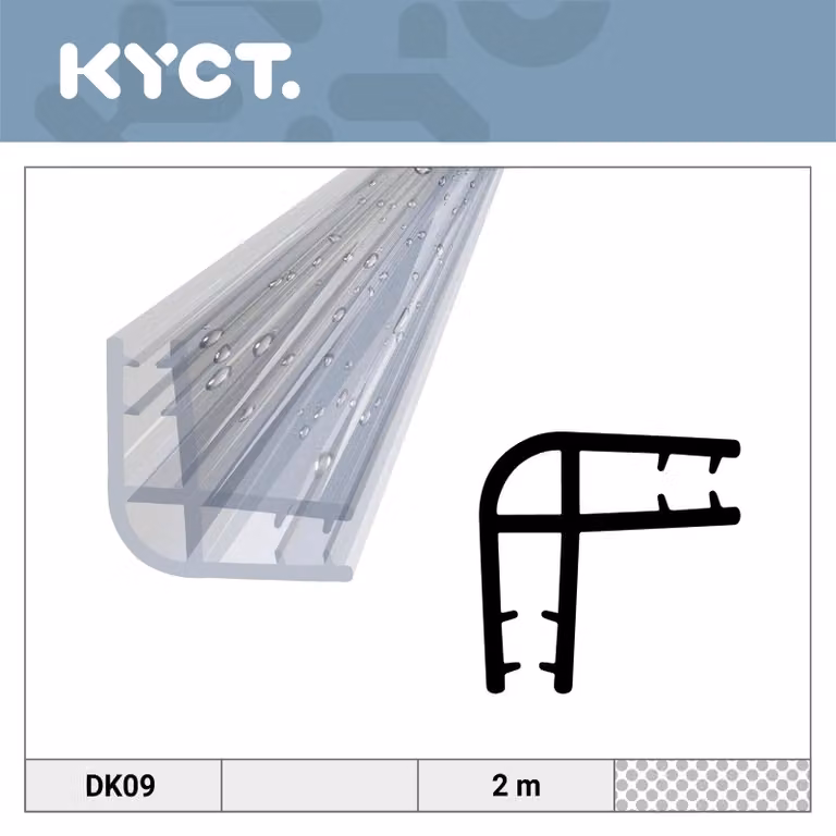 Guarnizione per doccia 10 x 2 m per vetro da 4-5 mm – Guarnizione di ricambio in PVC per porta doccia, guarnizione per cabina doccia DK09