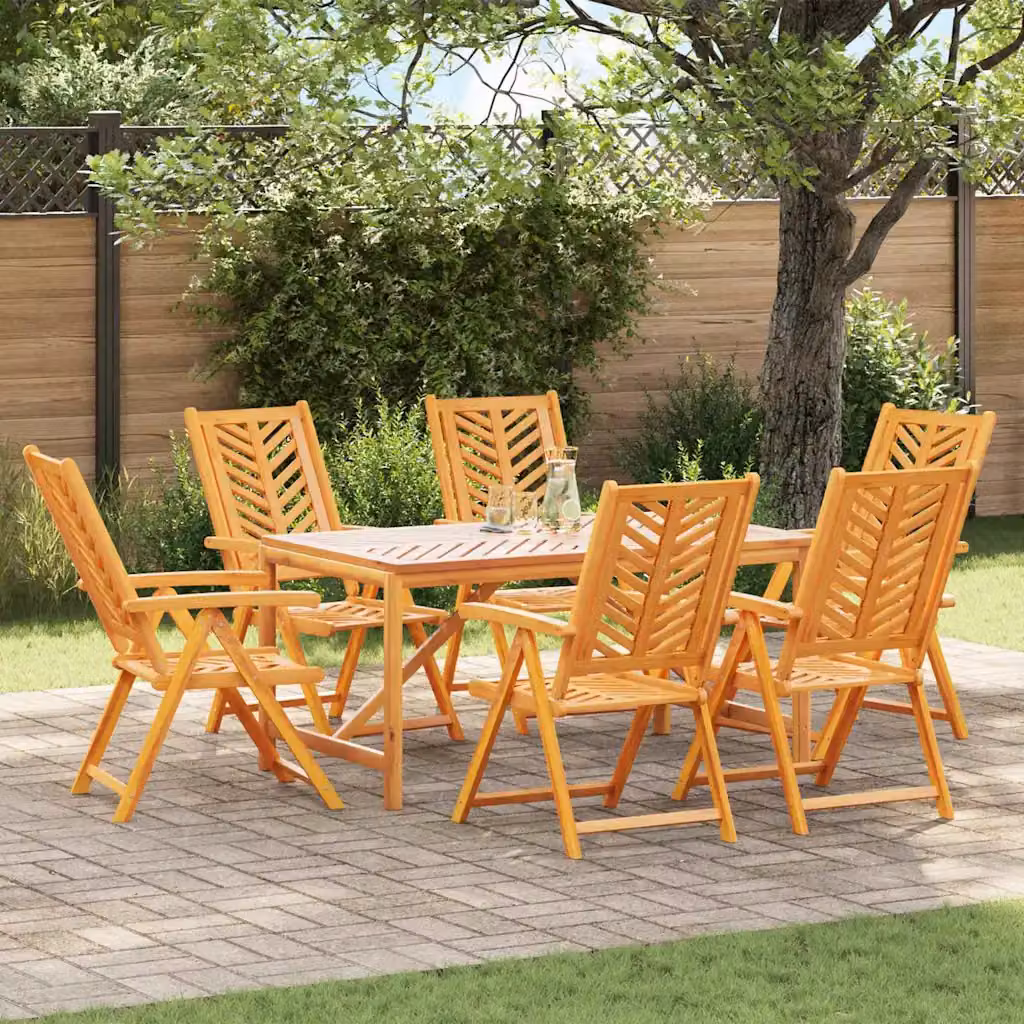 Set da pranzo per giardino e terrazzo vidaXL in legno di acacia marrone, composto da 7 pezzi