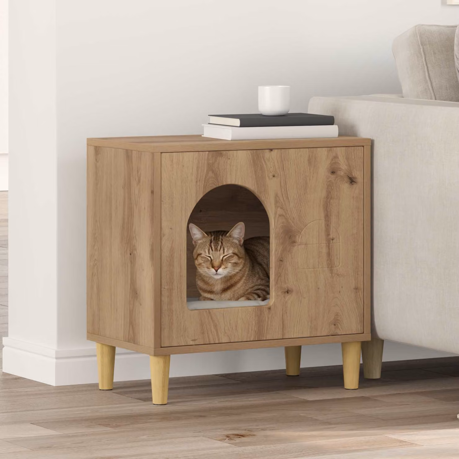 Casa per gatti vidaXL in legno marrone stile moderno L: 51 cm, P: 30 cm, H: 52 cm