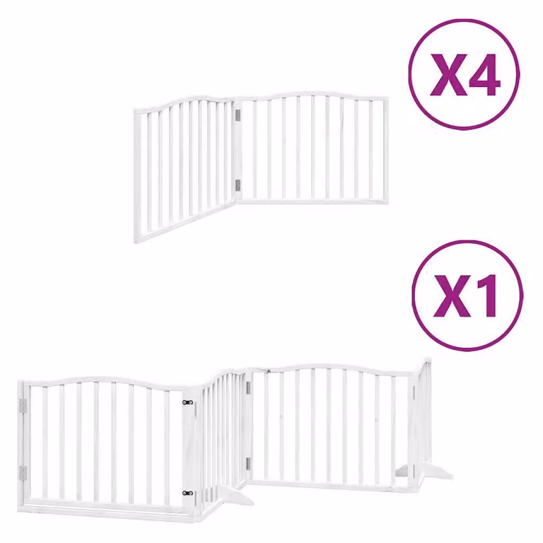 Cancello Cani Porta Pieghevole Bianco 12 Pannelli 960 cm Pioppo