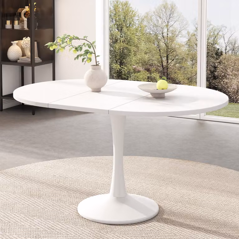 okwish Tavolo da pranzo allungabile, tavolo ovale, tavolo da conferenza, bianco