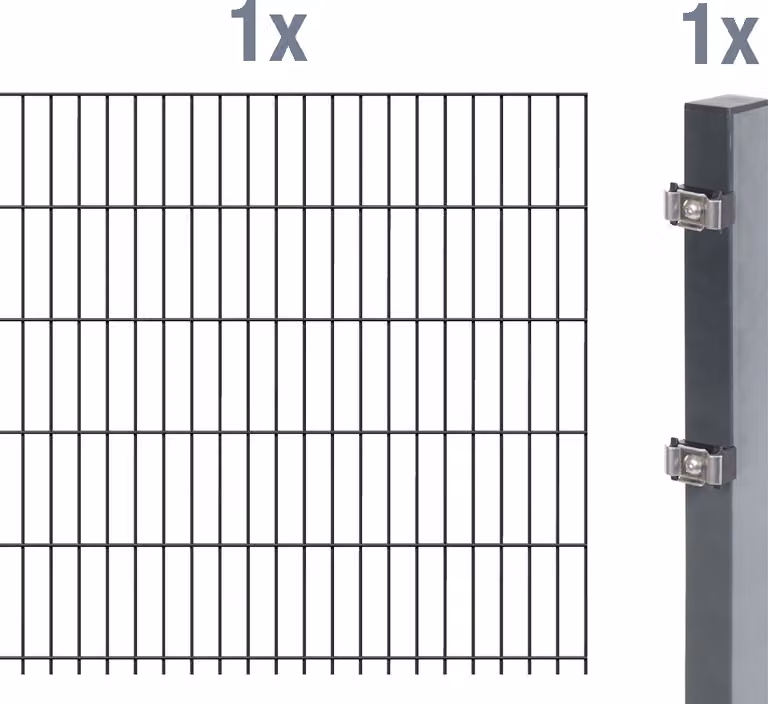 Recinzione a doppia rete metallica Alberts - set di prolunghe, altezza 140 cm, lunghezza 2 m, antracite, per la posa nel calcestruzzo