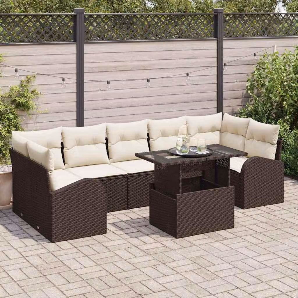 Maison Exclusive - Set Divano da Giardino con cuscino 8 pcs Marrone Poly Rattan