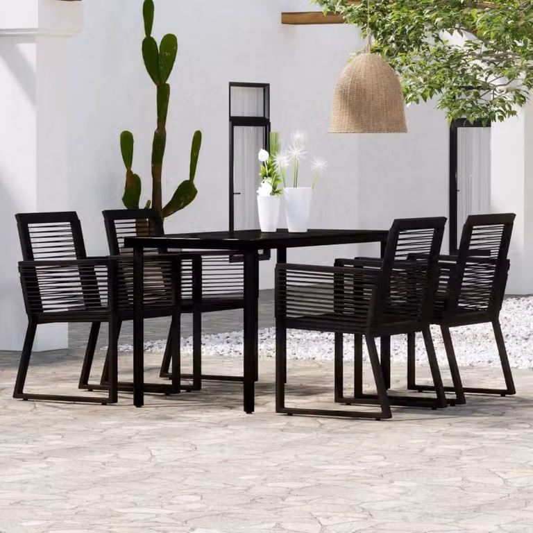 The Living Store Set da pranzo da giardino 5 pz. Set da pranzo da giardino Nero