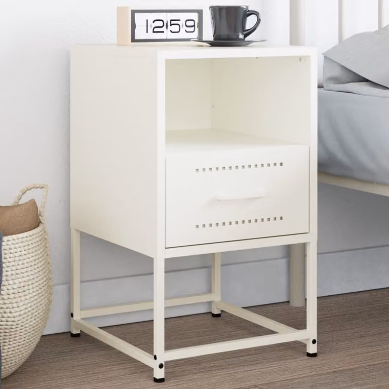 Comodino da parete vidaXL in metallo bianco opaco, stile industriale, L 36 cm x P 39 cm x H 60,5 cm