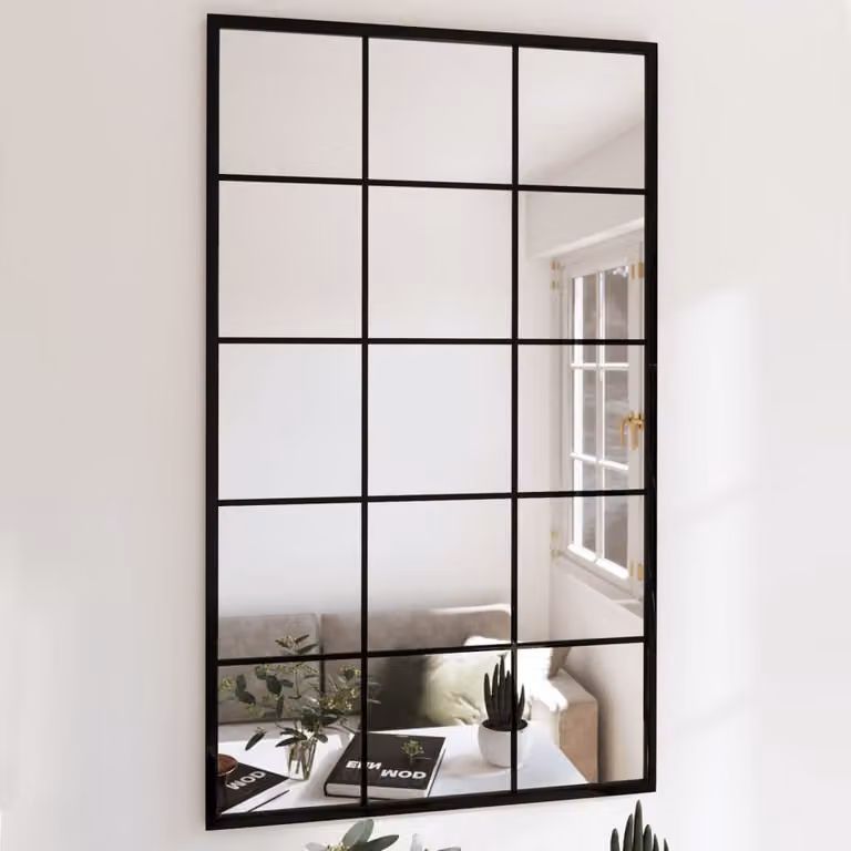 Set di 6 specchi da parete rettangolari vidaXL in metallo e vetro, colore nero, L: 100 cm, H: 60 cm