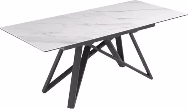 Tavolo da pranzo moderno MEUBLORAMA allungabile con piano in ceramica bianco e base centrale nera
