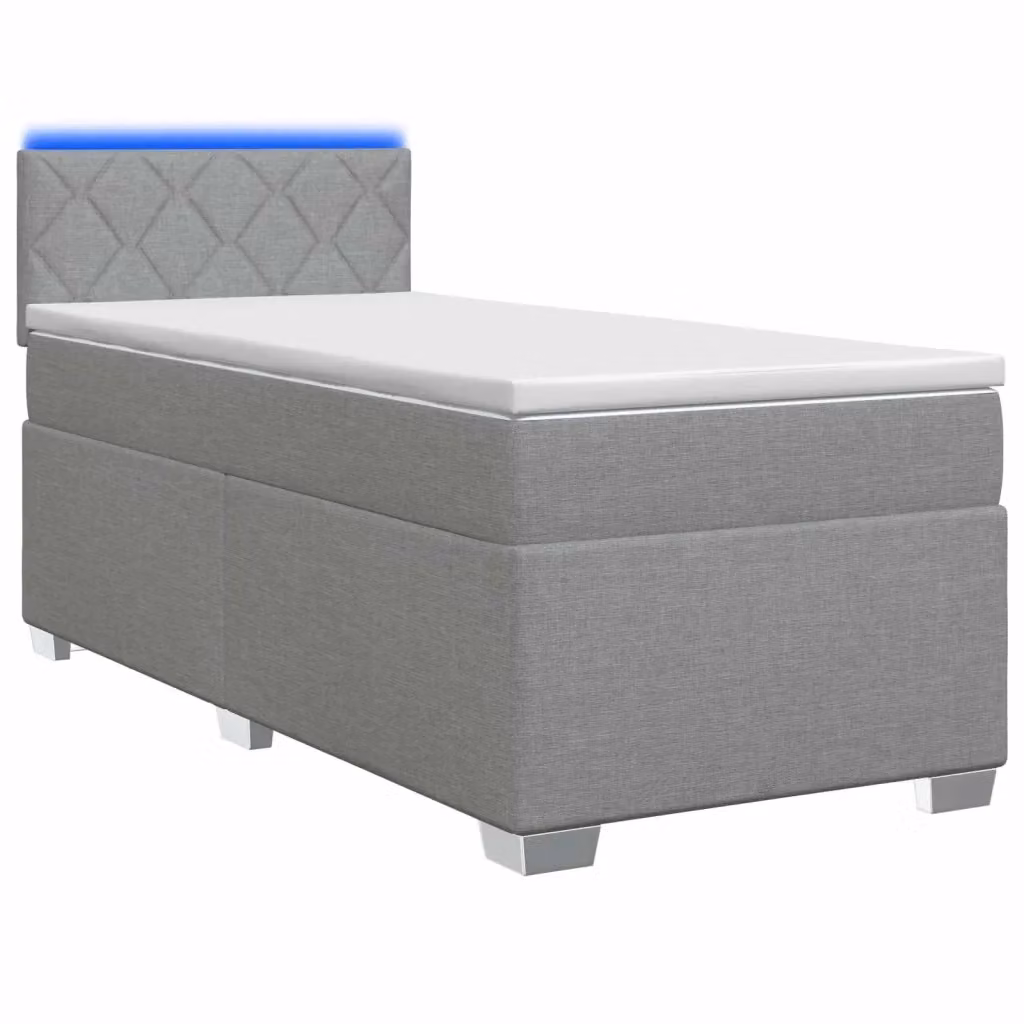 Letto Box Spring vidaXL con Materasso Ibrido e Illuminazione LED, Grigio e Bianco, L/P: 100 x 200 cm – 2