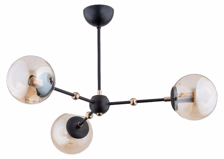 Lampada a sospensione ITORIS nero-oro-ambra 3xE14x10W in metallo, dimensioni: 45x65x65 cm, IP20, Alfa