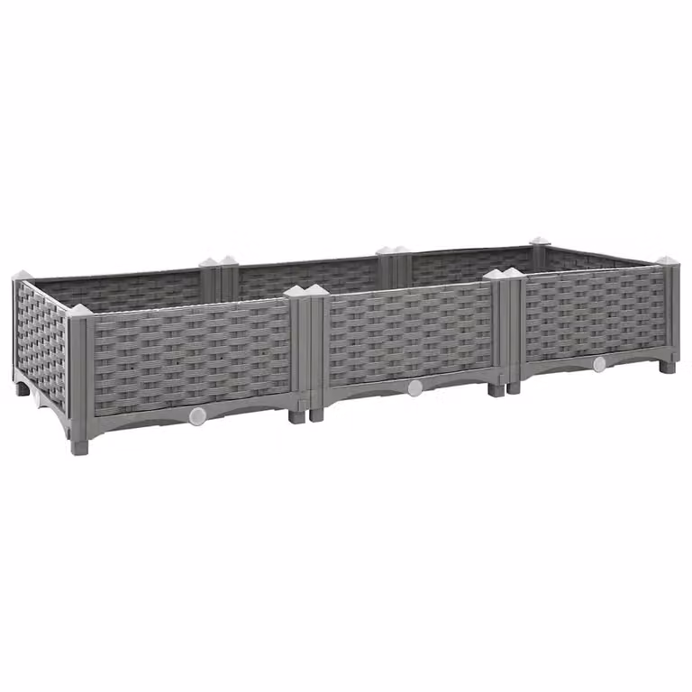 Fioriera Rialzata vidaXL in Polipropilene Grigio L/P/H: 120 x 40 x 23 cm