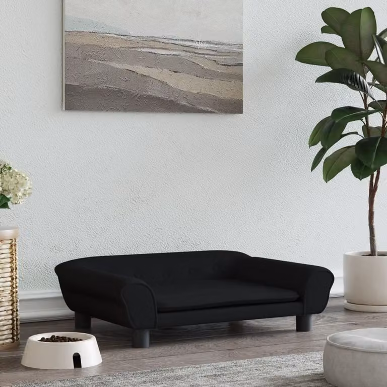 The Living Store Letto per cani nero 70x48x22 cm in velluto