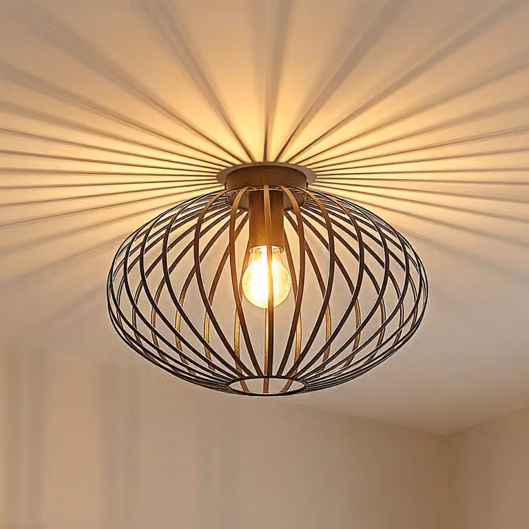 Plafoniera soffitto Maivi Lindby, dimmerabile, Nero, Soggiorno / Sala da pranzo, Metallo, Moderno, Plafoniera