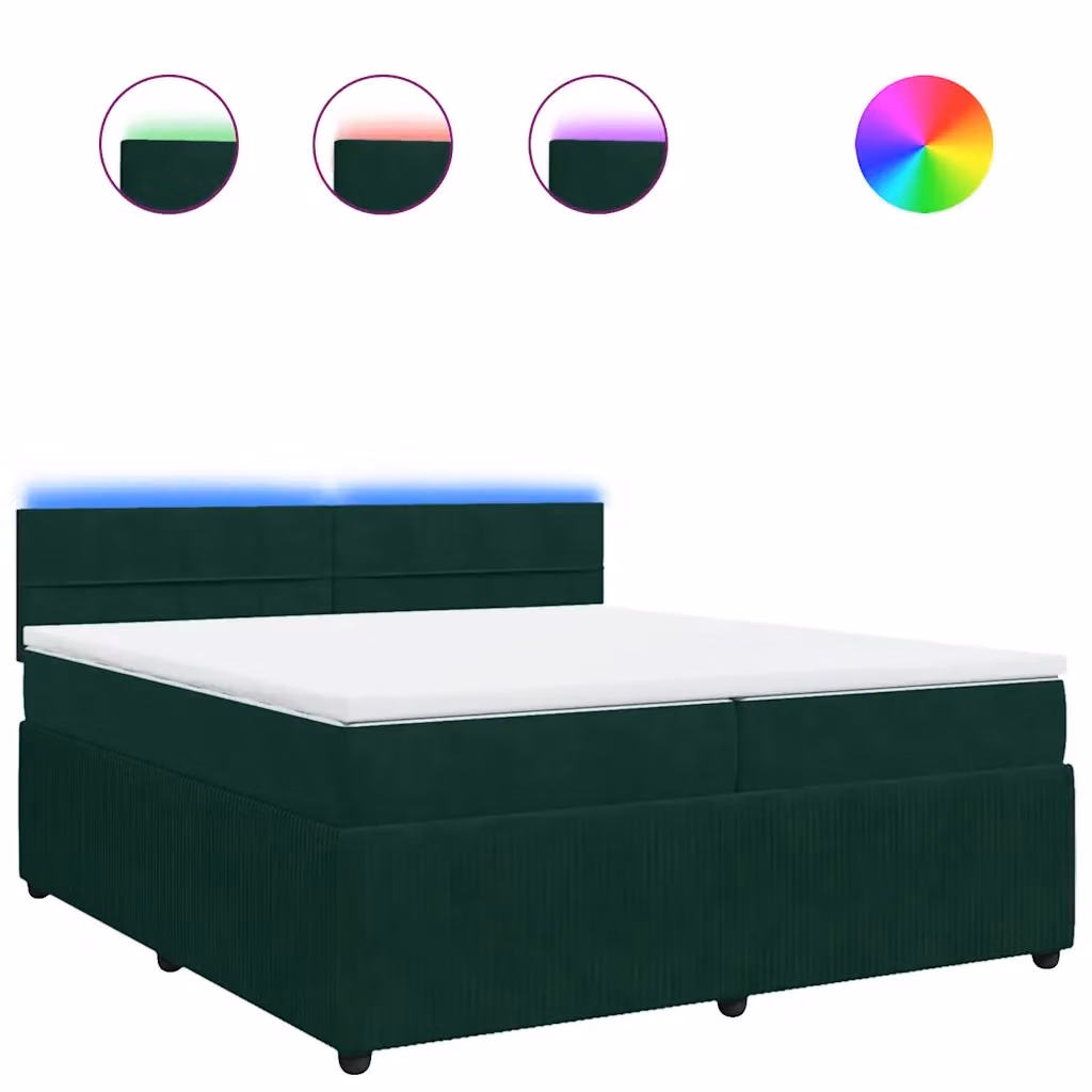 Letto Ibrido vidaXL in Velluto Verde Scuro con Struttura in Legno di Pino e Materasso L/P: 200 x 200 cm – 2