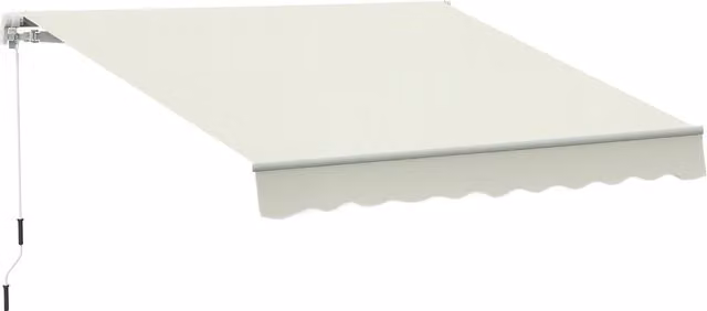 Tenda da sole avvolgibile Outsunny con bracci a caduta manuale in alluminio e poliestere anti-UV, Bianco, L: 295 cm, H: 245 cm
