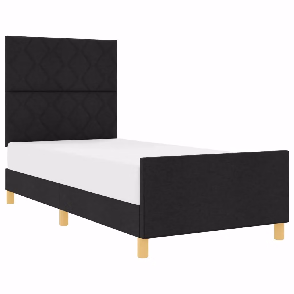 Struttura del letto con testiera vidaXL in tessuto nero e legno di pino L/P/H: 207 x 93 x 128 cm, dimensioni 90 x 200 cm – 2