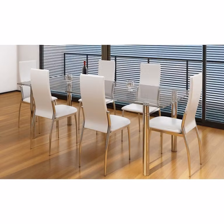 Sedie da Pranzo 6 pz Bianche in Pelle finta