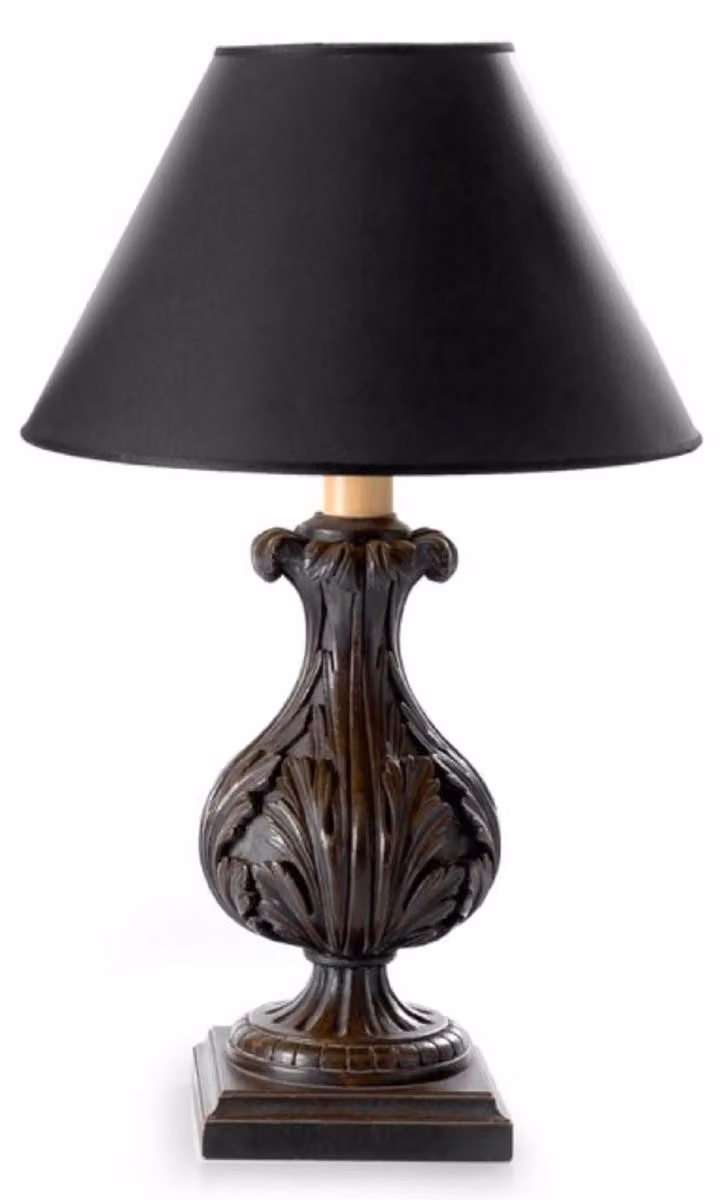 Casa Padrino lampada da tavolo barocca marrone scuro antico / nero Ø 19 x H. 48,5 cm - Magnifica lampada da tavolo in stile barocco con paralume - Qualità lussuosa - Italy