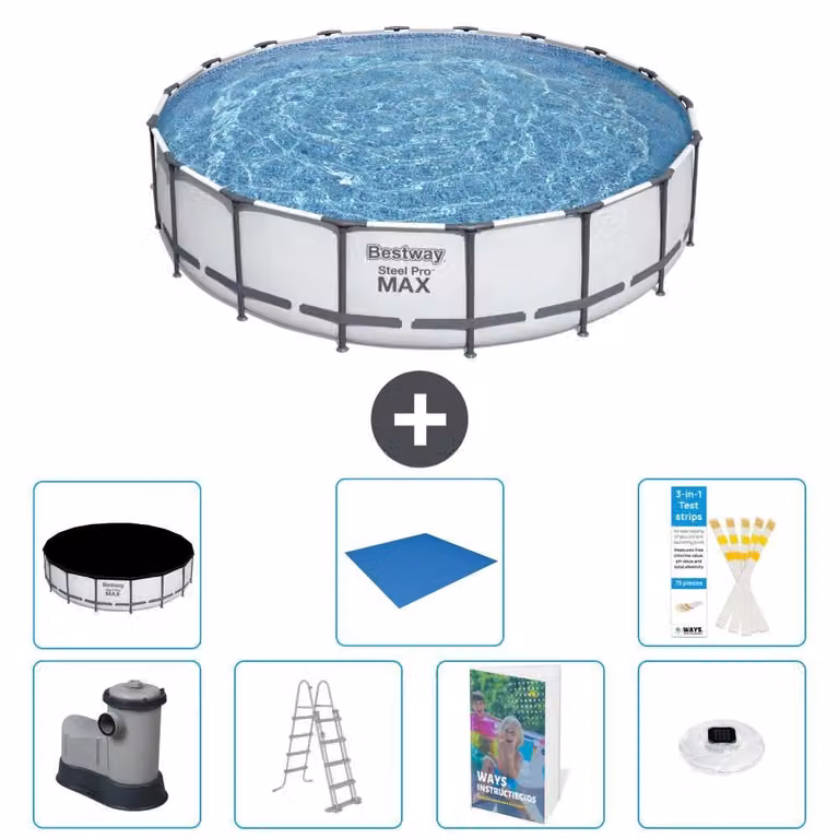Piscina gonfiabile Bestway Steel Pro MAX, rotonda, 549x122 cm, composta da 6 parti, modello S596