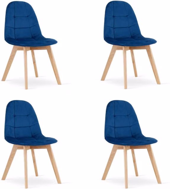 Set di 4 sedie Valora NUUC in velluto blu navy con design ergonomico e struttura in legno di faggio – 1