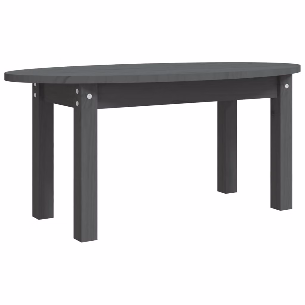 Tavolino da Salotto Grigio 80x40x35 cm Legno Massello di Pino