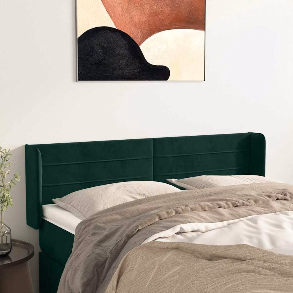 Testiera ad orecchio vidaXL in velluto verde scuro L: 147 cm, P: 16 cm, H: 78-88 cm