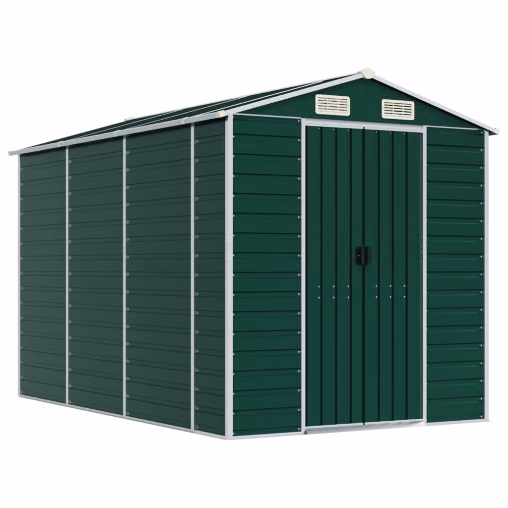 Casetta da giardino verde 191x300x198 cm in acciaio zincato