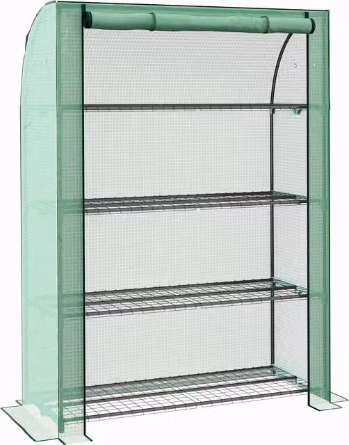 Mini Serra da Giardino Outsunny a 4 Livelli con Telo PE Rinforzato e Ripiani, Verde, L 120 x P 50 x H 170 cm – 1