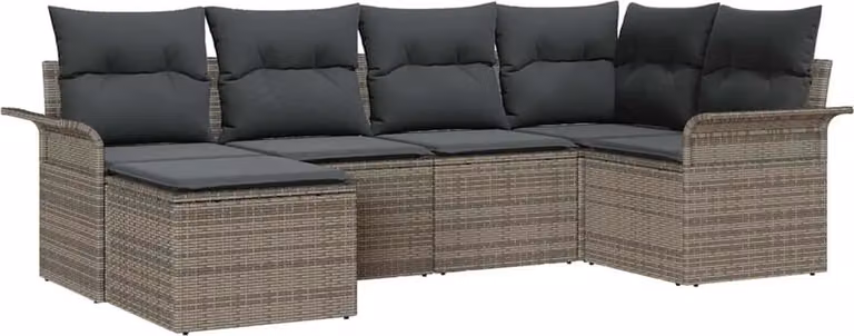 Set Divano da Giardino 6 pcs Grigio polyrattan
