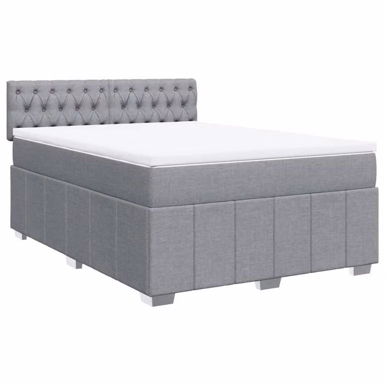 Giroletto a Molle con Materasso Grigio Chiaro 160x200cm Tessuto