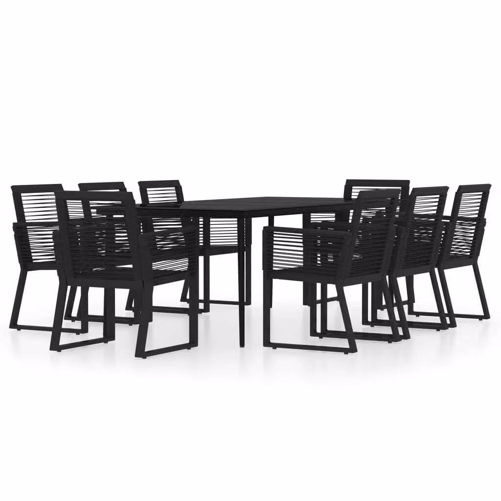 set da pranzo da giardino 9 pezzi nero