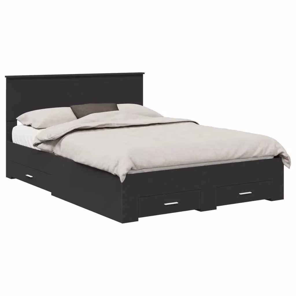 Struttura letto moderno con cassetti vidaXL in legno ingegnerizzato nero L: 138 cm, P: 200 cm, H: 90 cm – 2