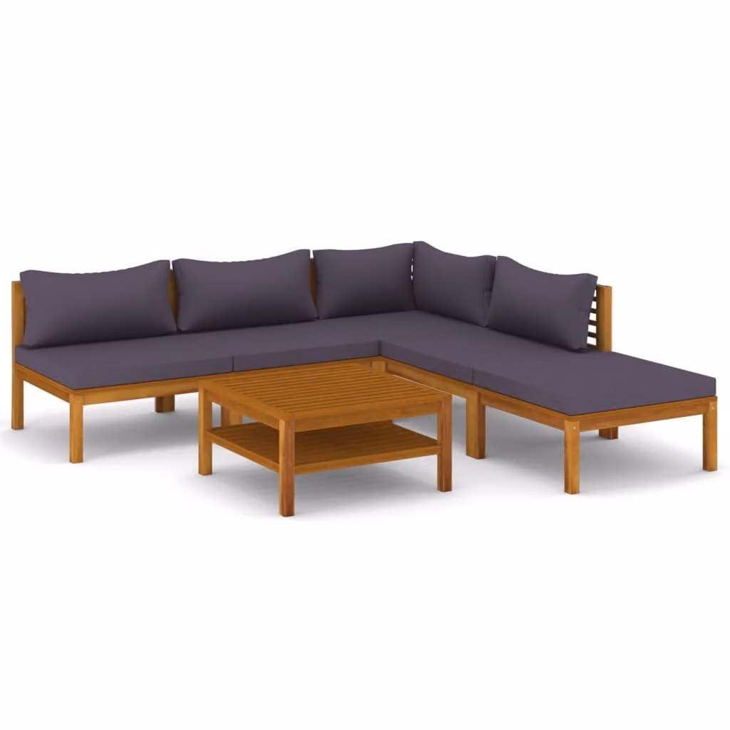 Set Divani da Giardino 6 pz con Cuscini in Massello di Acacia