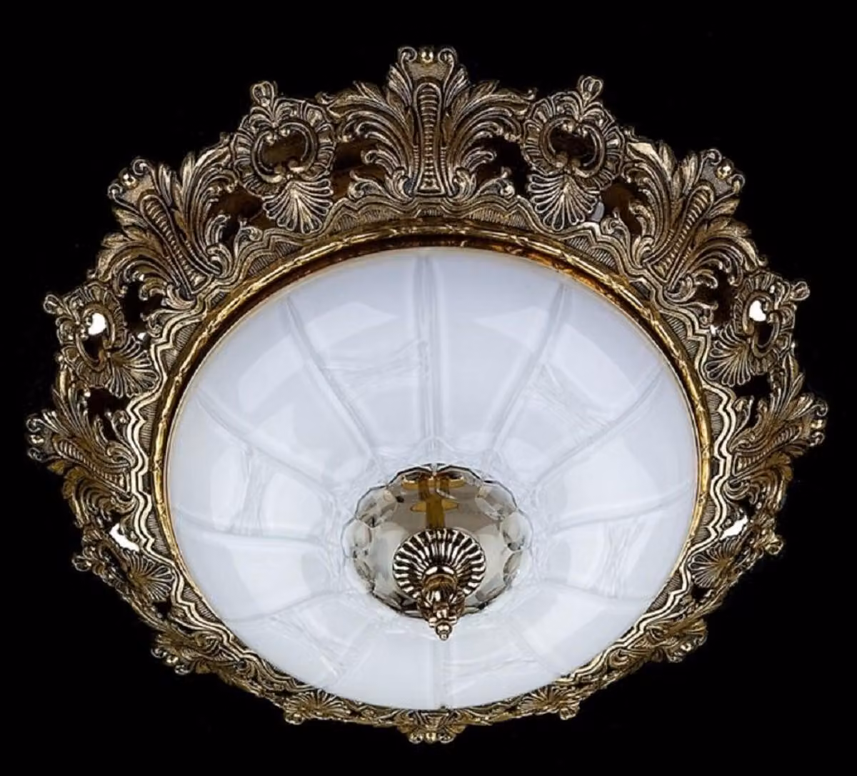 Casa Padrino plafoniera barocca in ottone antico / oro / bianco Ø 47 x H. 21 cm - Magnifica plafoniera in stile barocco - Luci barocche
